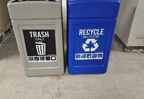 USED - Two (2) Trash and Two (2) Recycling Receptacles, Plastic