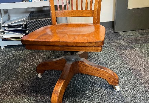 Wooden Rolling Desk Chair
