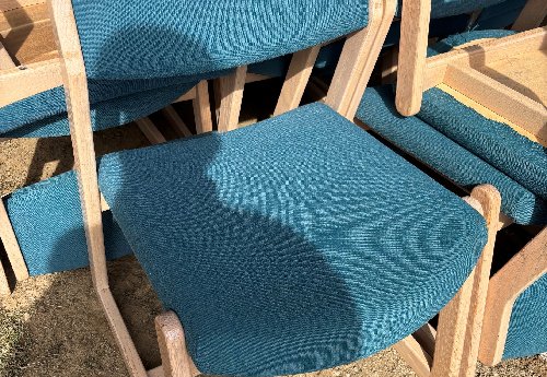 Wooden chairs – green upholstery – USED