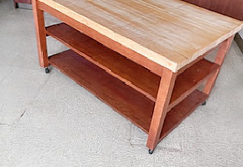 Butcher block prep table on wheels