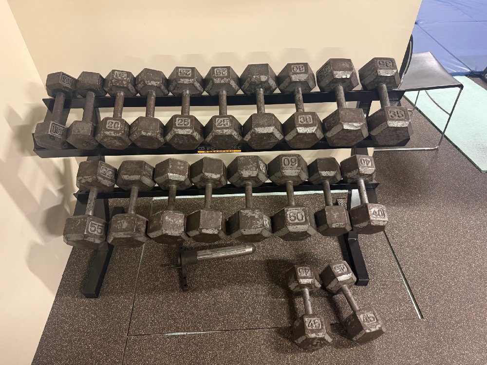 Dumbells and rack