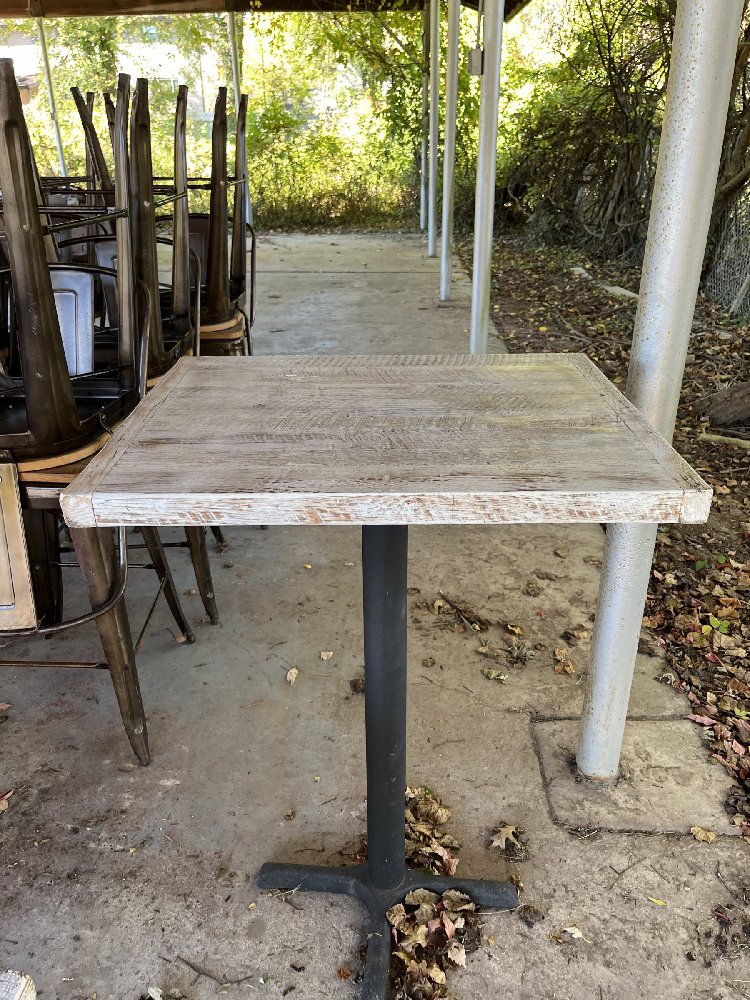 Four Wooden Hi-Top Tables with Metal Base